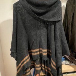 Wooden Ships Paola Buendia Black Poncho Sweater, Size S